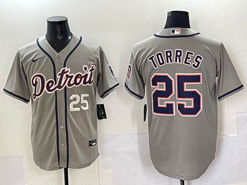 Men 2025 Detroit Tigers #25 Torres grey Game Nike MLB Jersey 003->detroit tigers->MLB Jersey